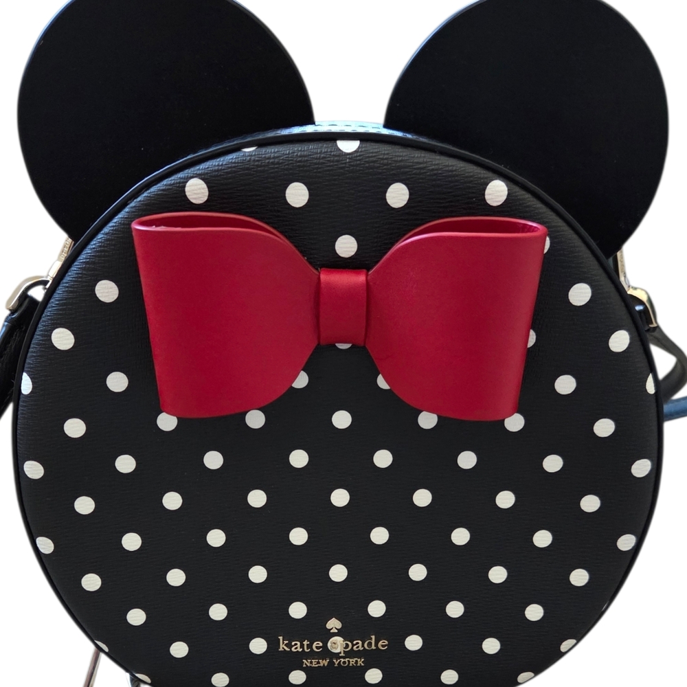 Kate Spade x DISNEY Black and White Polka Dot Minnie Mouse Bag with Red Bow
